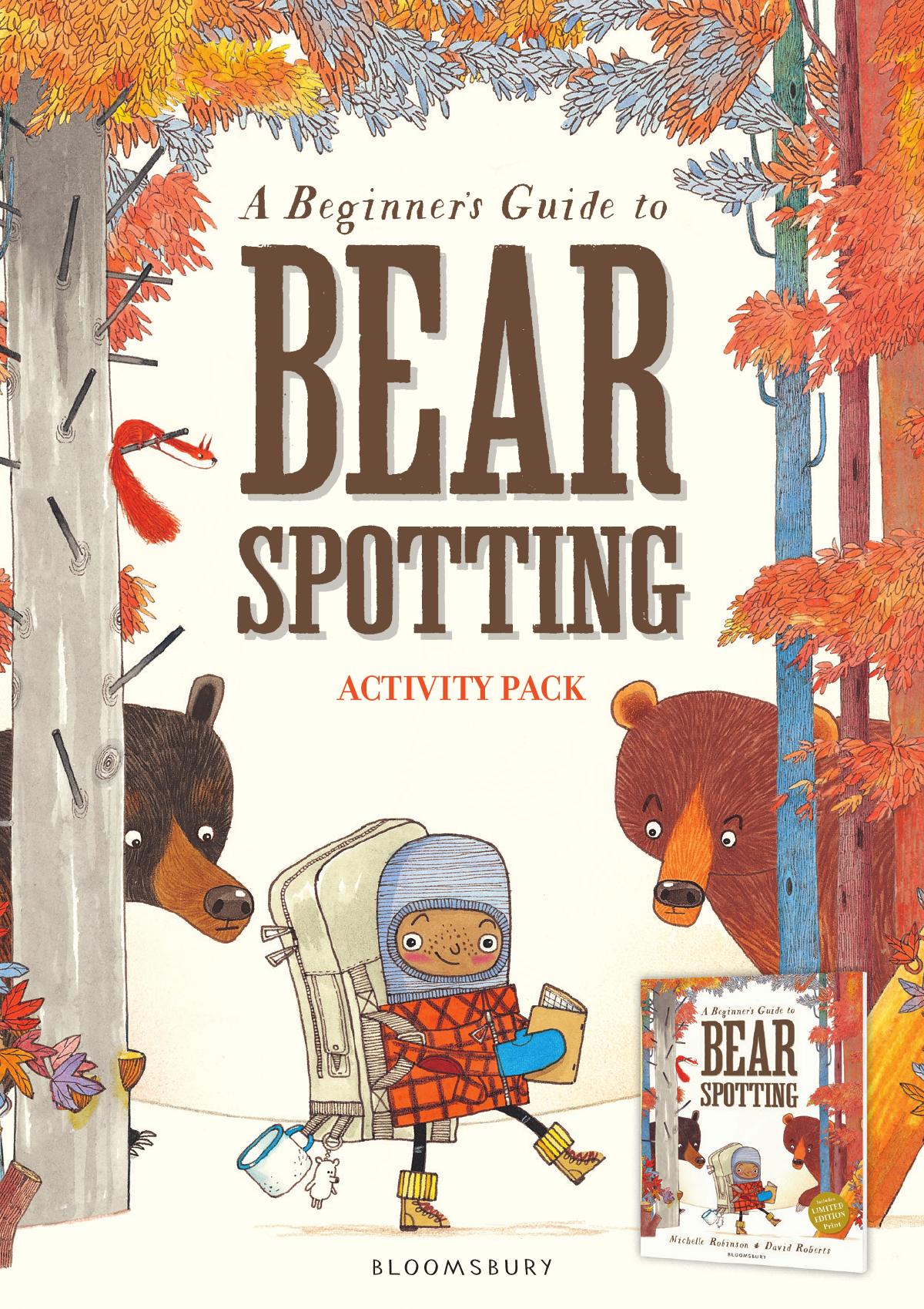 Cover of the Bearspotting Activity Pack, a free printable PDF with activities for children.