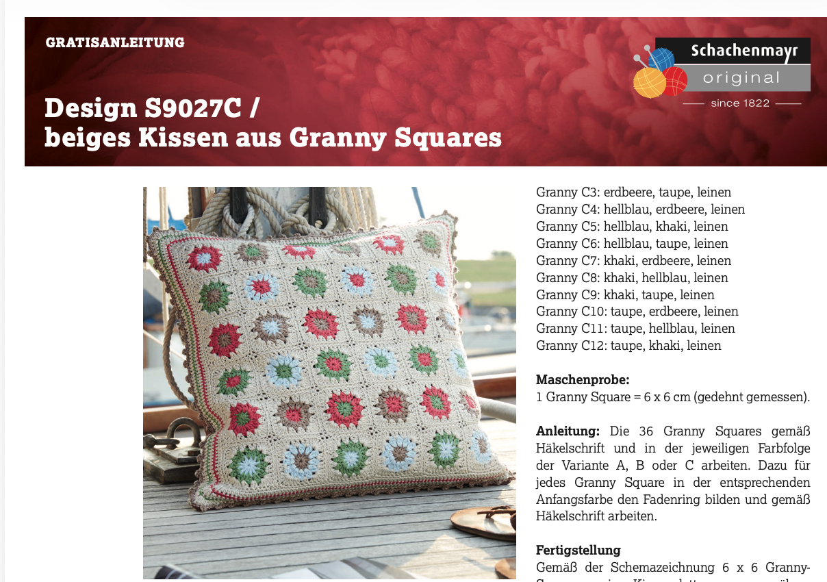 Linen Granny Square Pillows crochet pattern cover