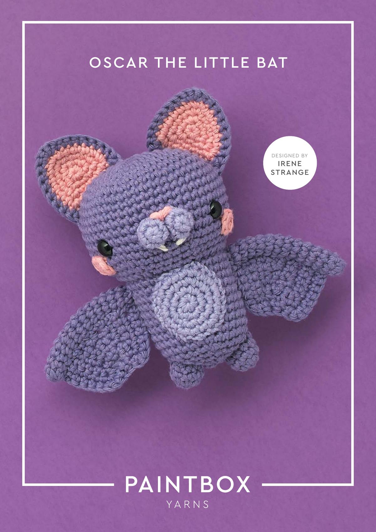 Crochet pattern for Oscar the Little Bat, a small amigurumi bat toy