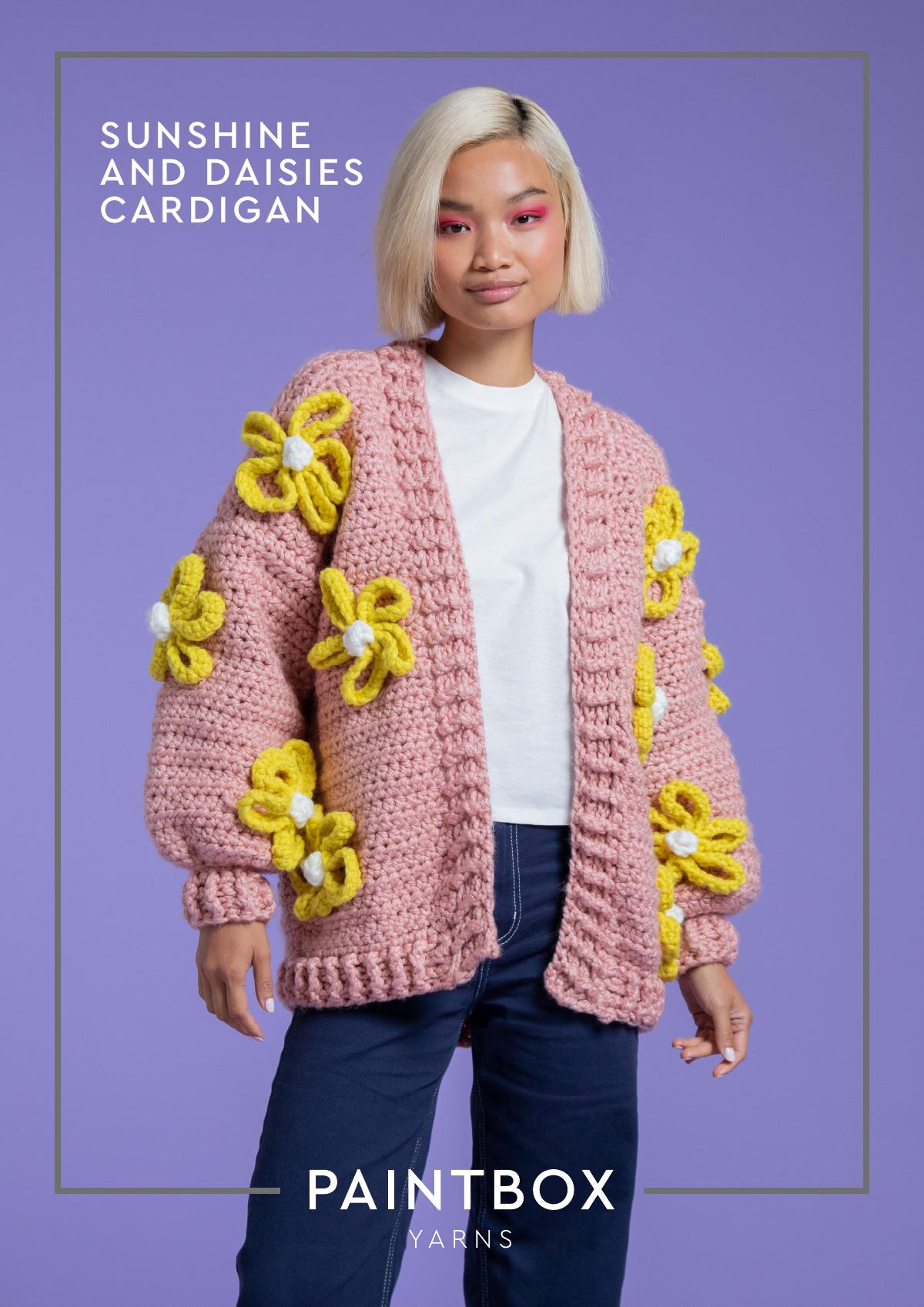 Sunshine and Daisies Cardigan crochet pattern, A4 PDF with 4 pages