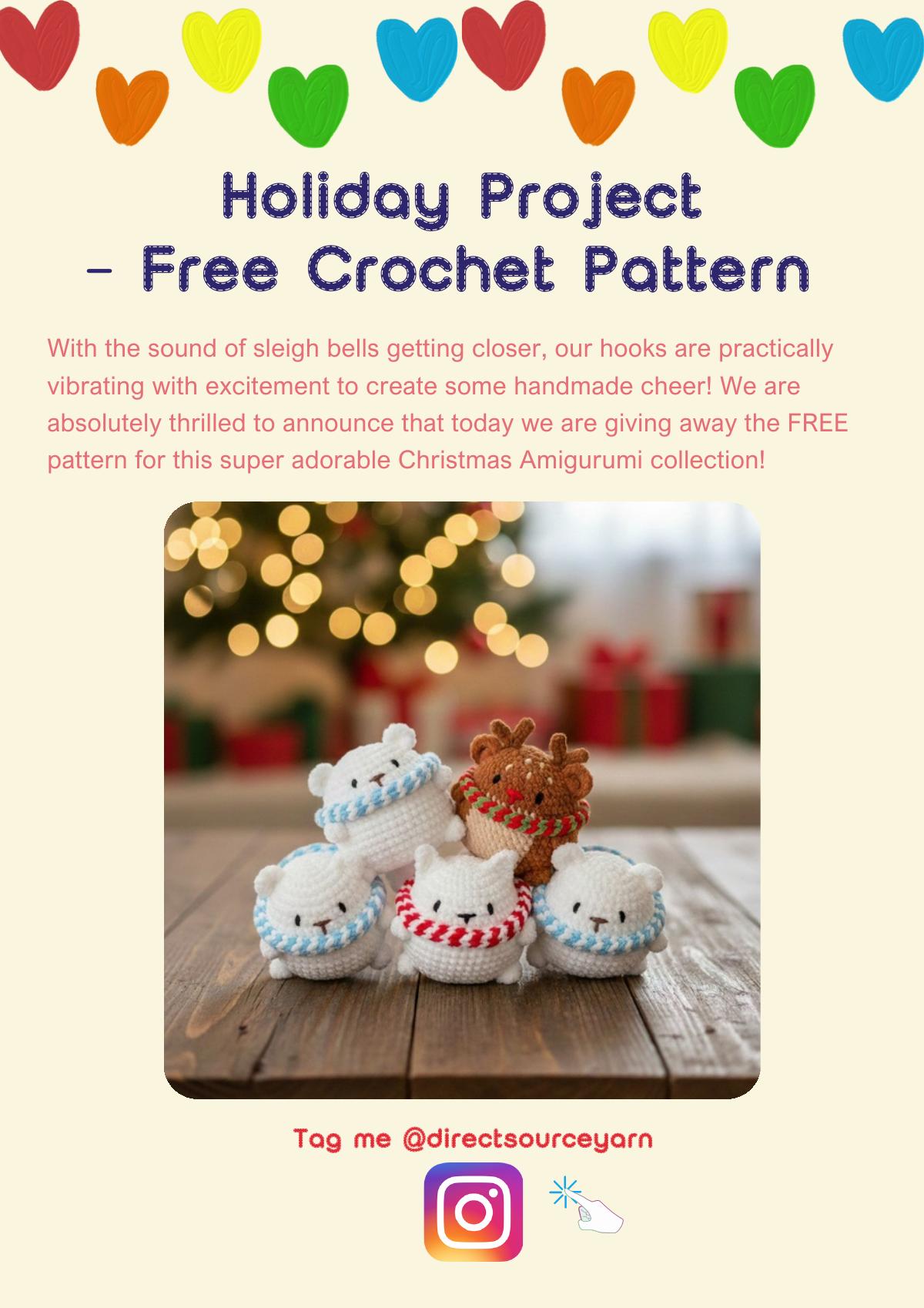 Crochet pattern for three Christmas animal turtles