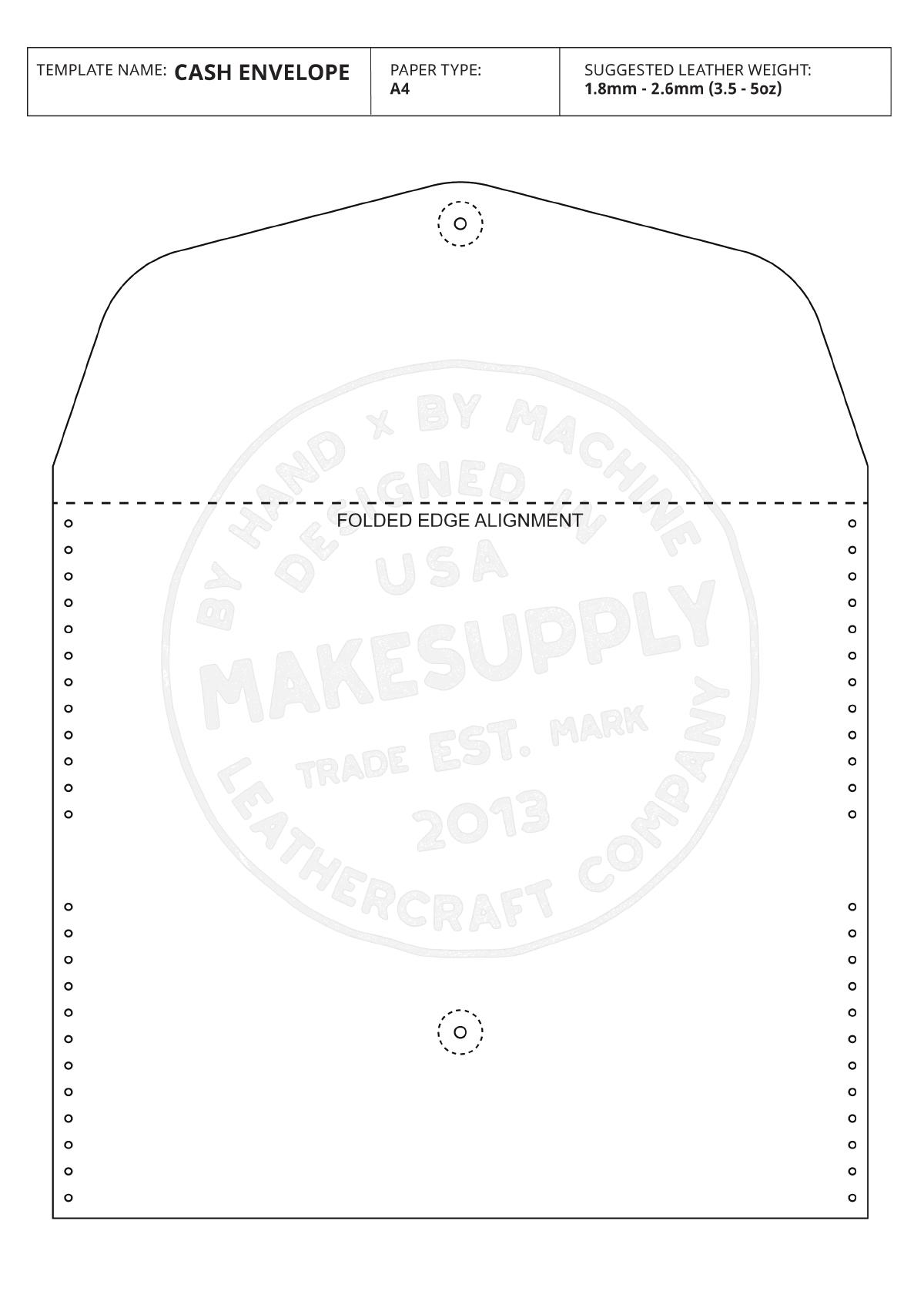 Printable PDF pattern for a leather cash envelope with two flap styles